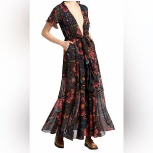 Farm Rio River Creatures Black Maxi Dress